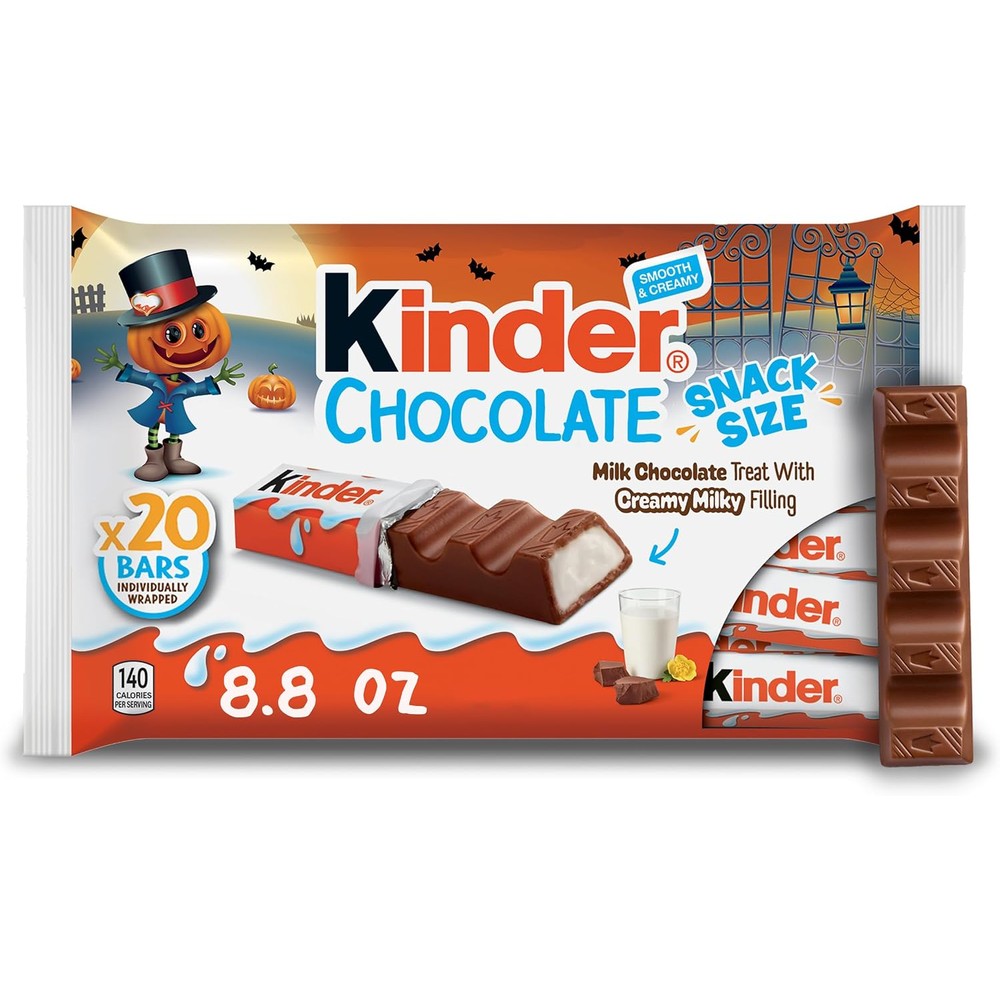 Kinder Chocolate Smooth Milk Chocolate Bars With Creamy Milky Filling Individually Wrapped Snack Size Candy Bag Twenty Count Eight Point Eight Ounce