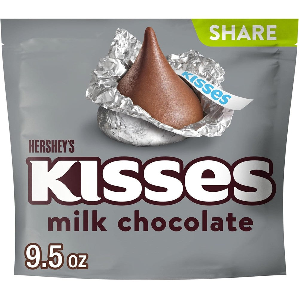 Hershey's Kisses Milk Chocolate Candy Share Pack Individually Wrapped Creamy Smooth American Chocolates 9.5 Ounce