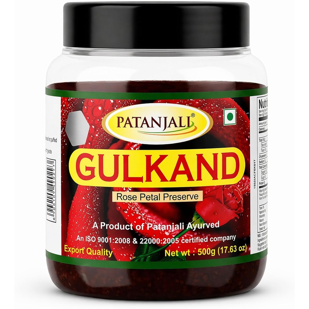 Patanjali Gulkand Rose Petal Preserve Ayurvedic Sweet Jam and Natural Body Coolant 500 Grams