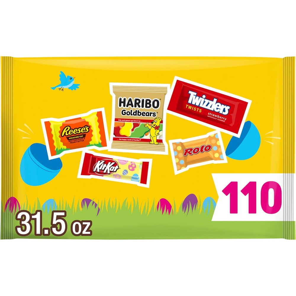 Hershey Assorted Flavored Candy Bulk Bag With Reese's Miniatures Kit Kat Haribo Goldbears Rolo And Twizzlers Twists Thirty One Point Five Ounces On...
