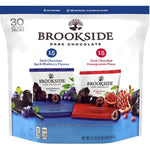 BROOKSIDE Dark Chocolate Fruit Centers Variety Pack front view showing thirty individually wrapped pouches.