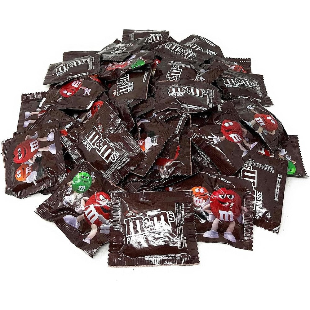 M&M'S Milk Chocolate Candy Fun Size Individually Wrapped Packets for Birthdays and Office Pantry Two Pounds