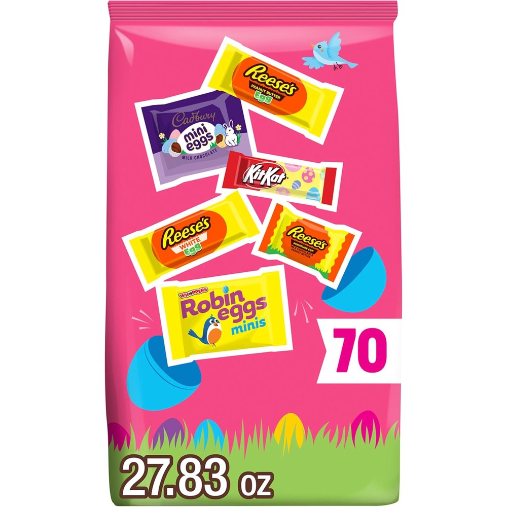 Hershey's Assorted Flavored Chocolate And Peanut Butter Easter Candy Bag Seventy Pieces Twenty Seven Point Eighty Three Ounce