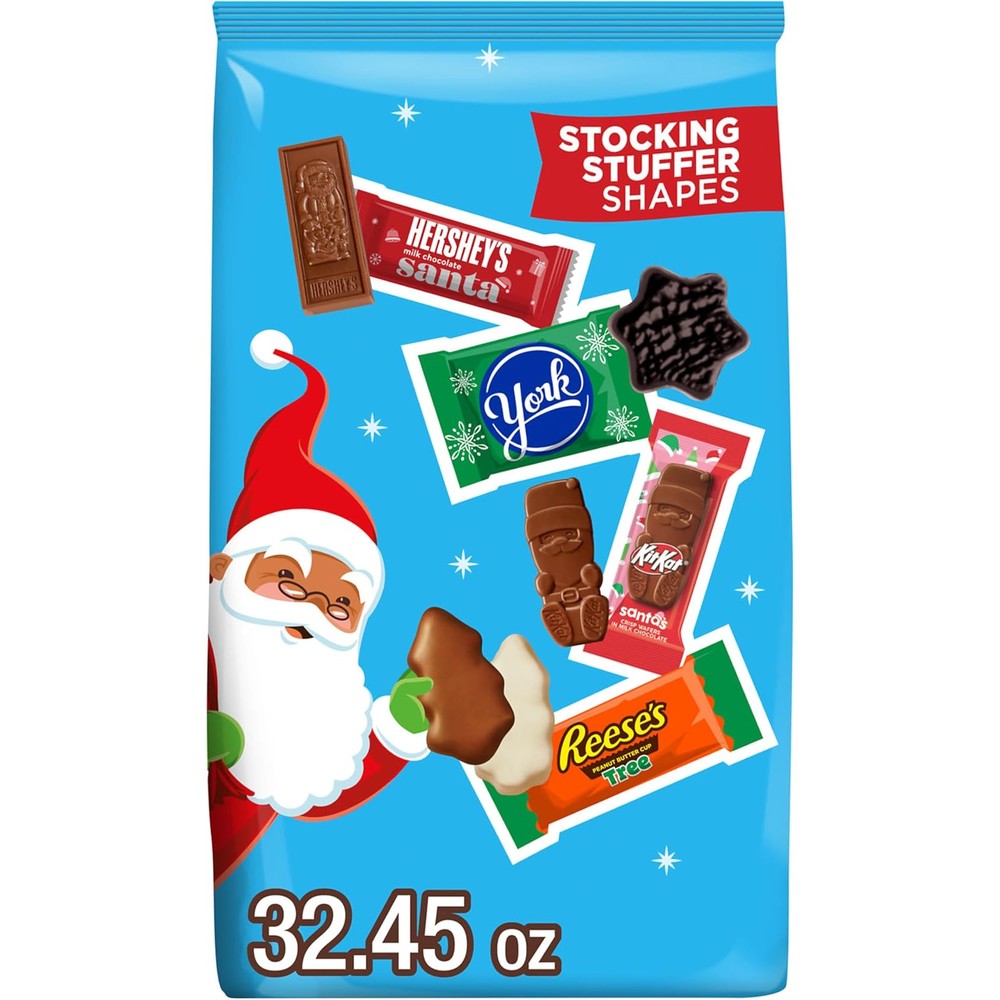 Hersheys Assorted Flavored Christmas Candy Bulk Bag With York Peppermint Patties Reese Peanut Butter Trees And Kit Kat Santas 32.45 Ounce