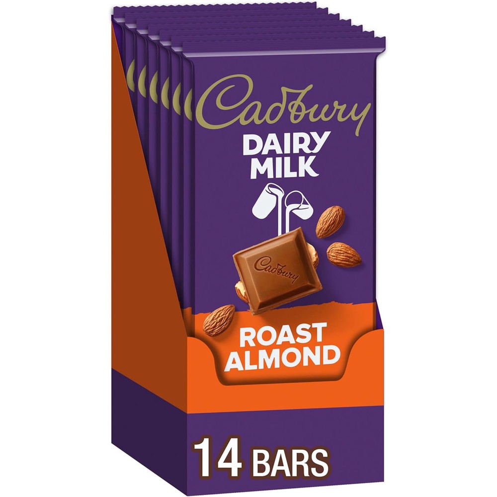 CADBURY DAIRY MILK Roast Almond Milk Chocolate Candy Bars Velvet Smooth Pack of Fourteen 3.5 Ounce Bars