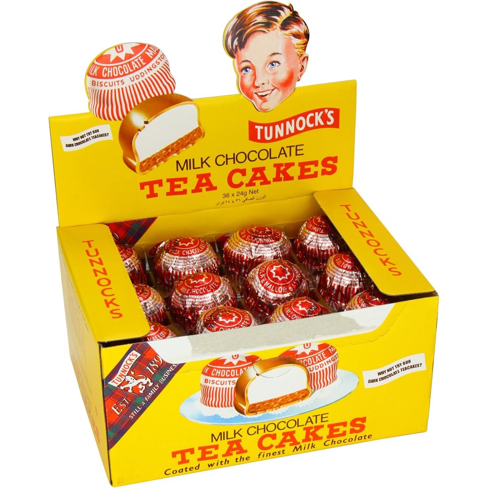 Tunnock's Milk Chocolate Tea Cakes Soft Marshmallow And Biscuit Core Bulk Catering Pack 36 Count 24 Grams Each