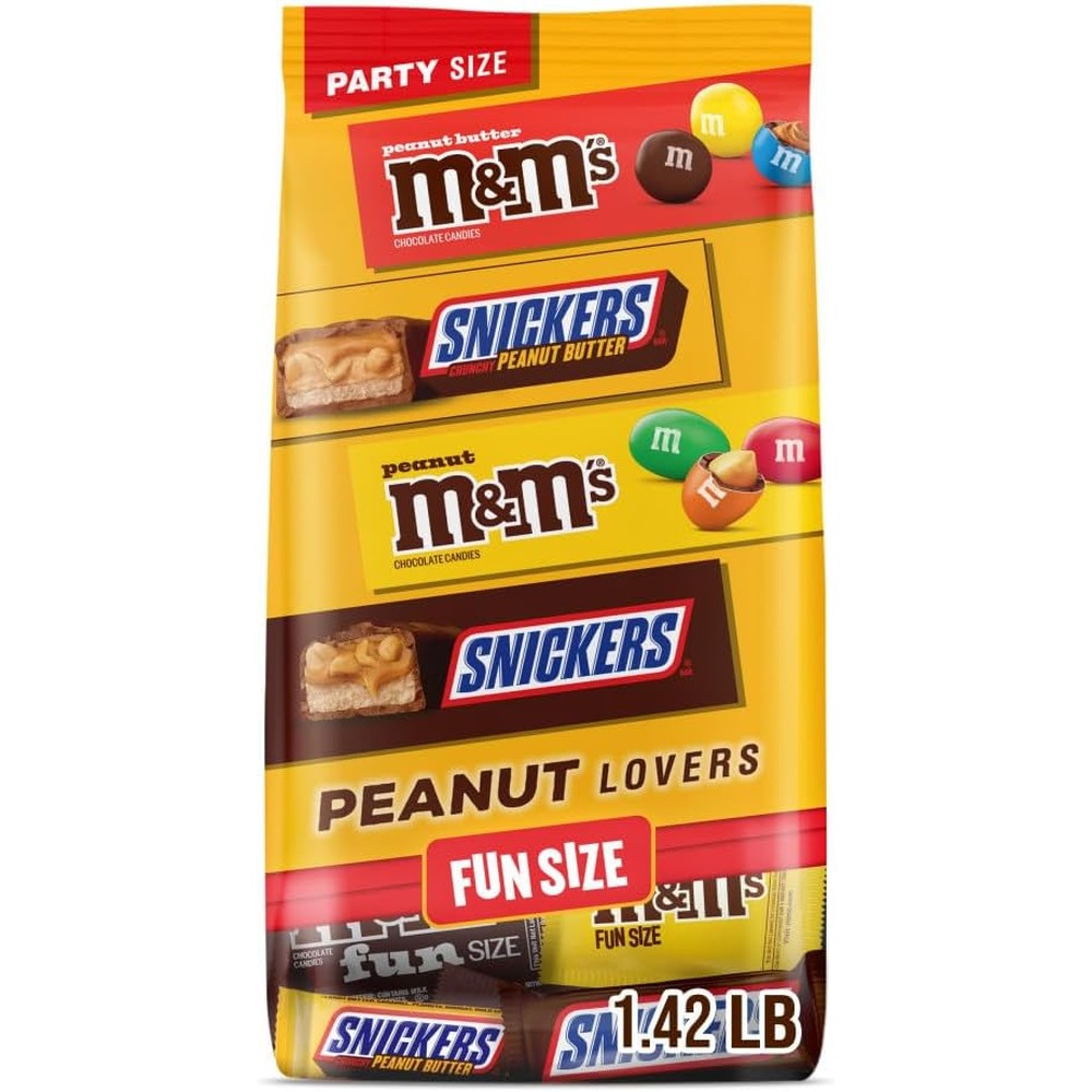 Mars Snickers And M&MS Peanut And Peanut Butter Lovers Fun Size Chocolate Candy Variety Pack Party Size Bulk Bag 22.66 Ounce