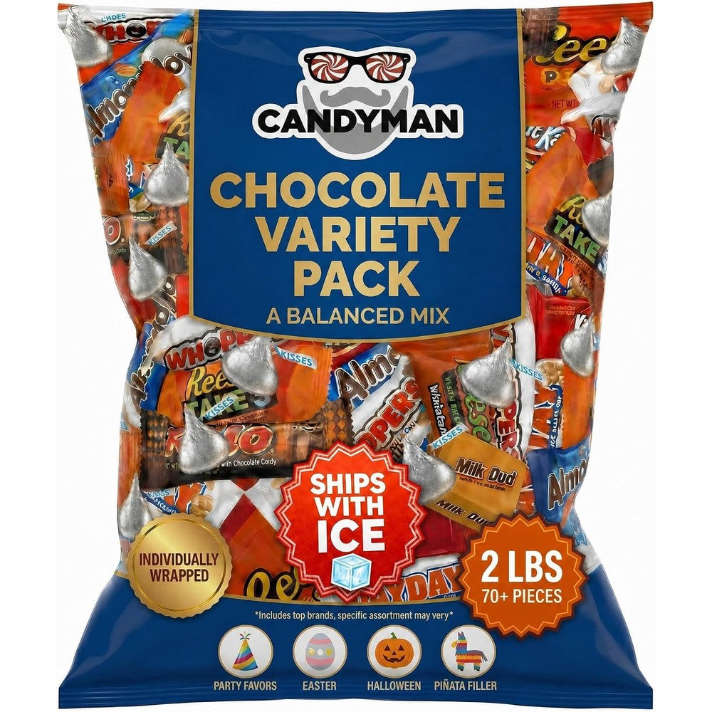 CANDYMAN Assorted Chocolate Candy Variety Pack Bulk Individually Wrapped Chocolate Bars For Parties And Holidays Four Pounds