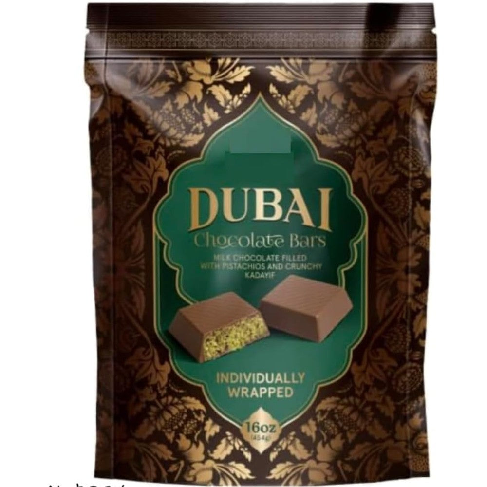 AL.R@ZY Dubai Chocolate Bars Milk Chocolate with Pistachios and Crunchy Kadayif Individually Wrapped 16 Ounce