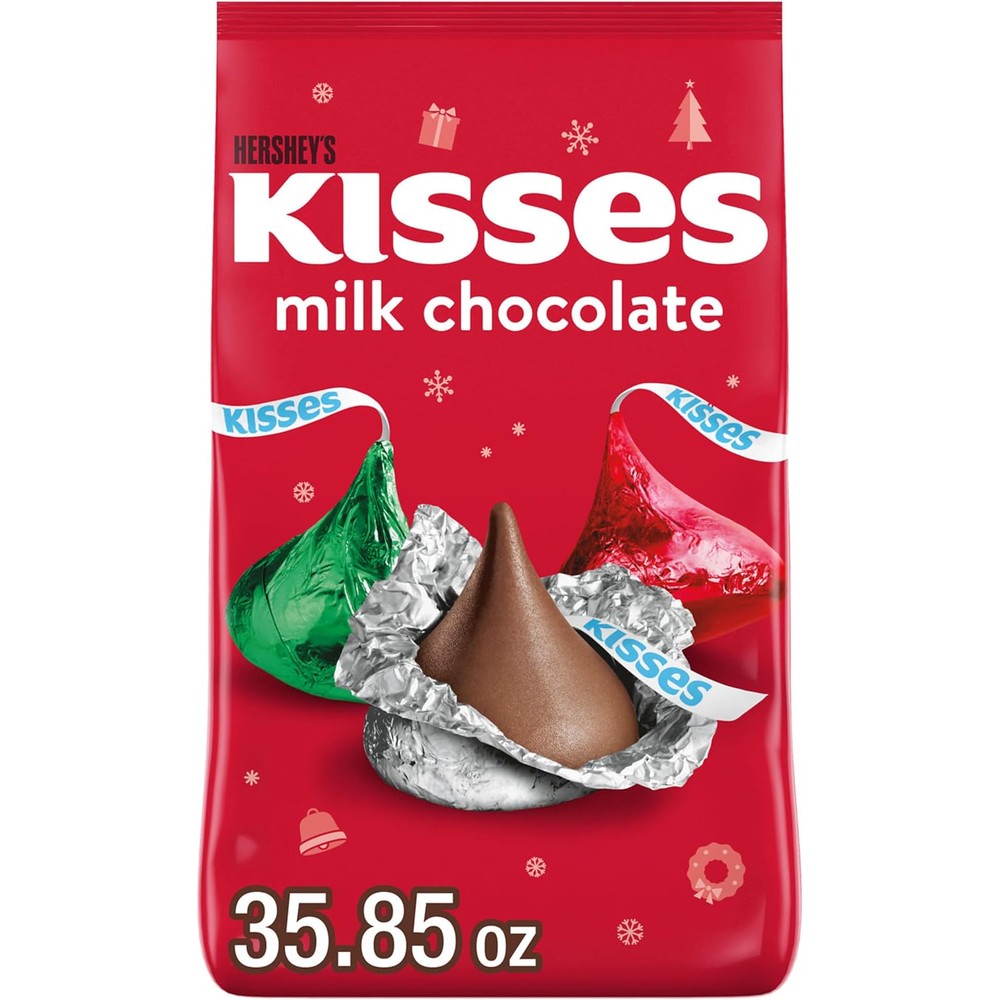 Hershey's Kisses Milk Chocolate Christmas Holiday Candy Bulk Bag Thirty Five Point Eight Five Ounces