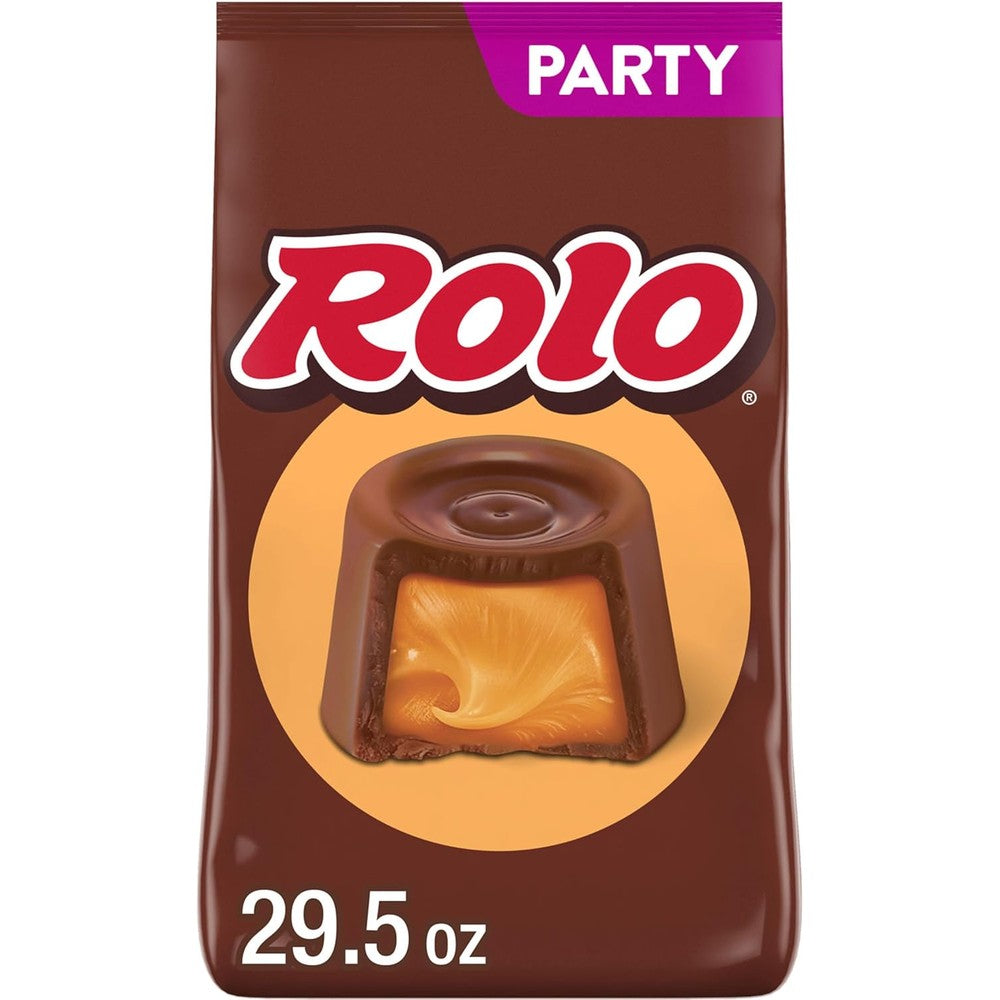 Hershey's ROLO Rich Chocolate Caramels Candy Party Pack Individually Wrapped Soft Milk Chocolate Filled With Creamy Caramel Twenty Nine Point Five ...
