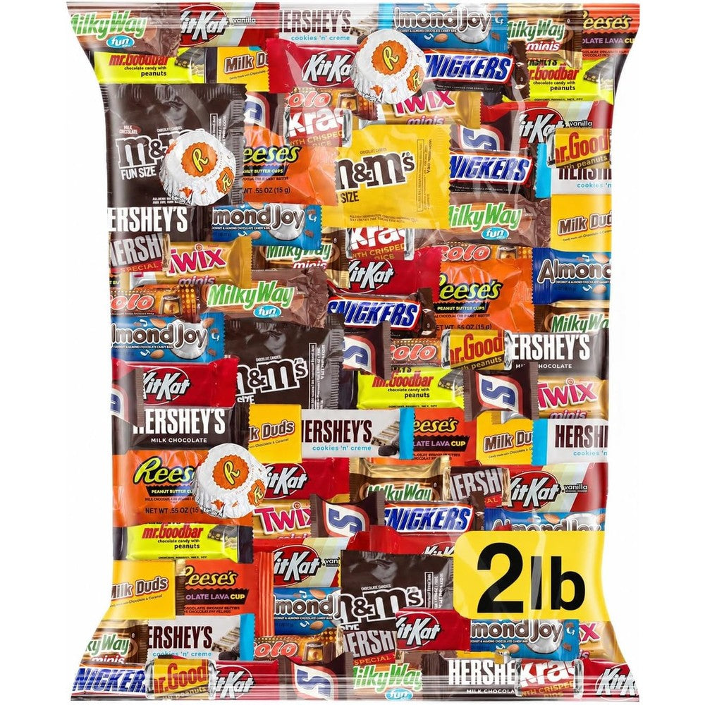 Pisoka Chocolate Candy Variety Pack Bulk Bag Containing Approximately Ninety Individually Wrapped Assorted Milk And Dark Chocolate Treats Two Pounds