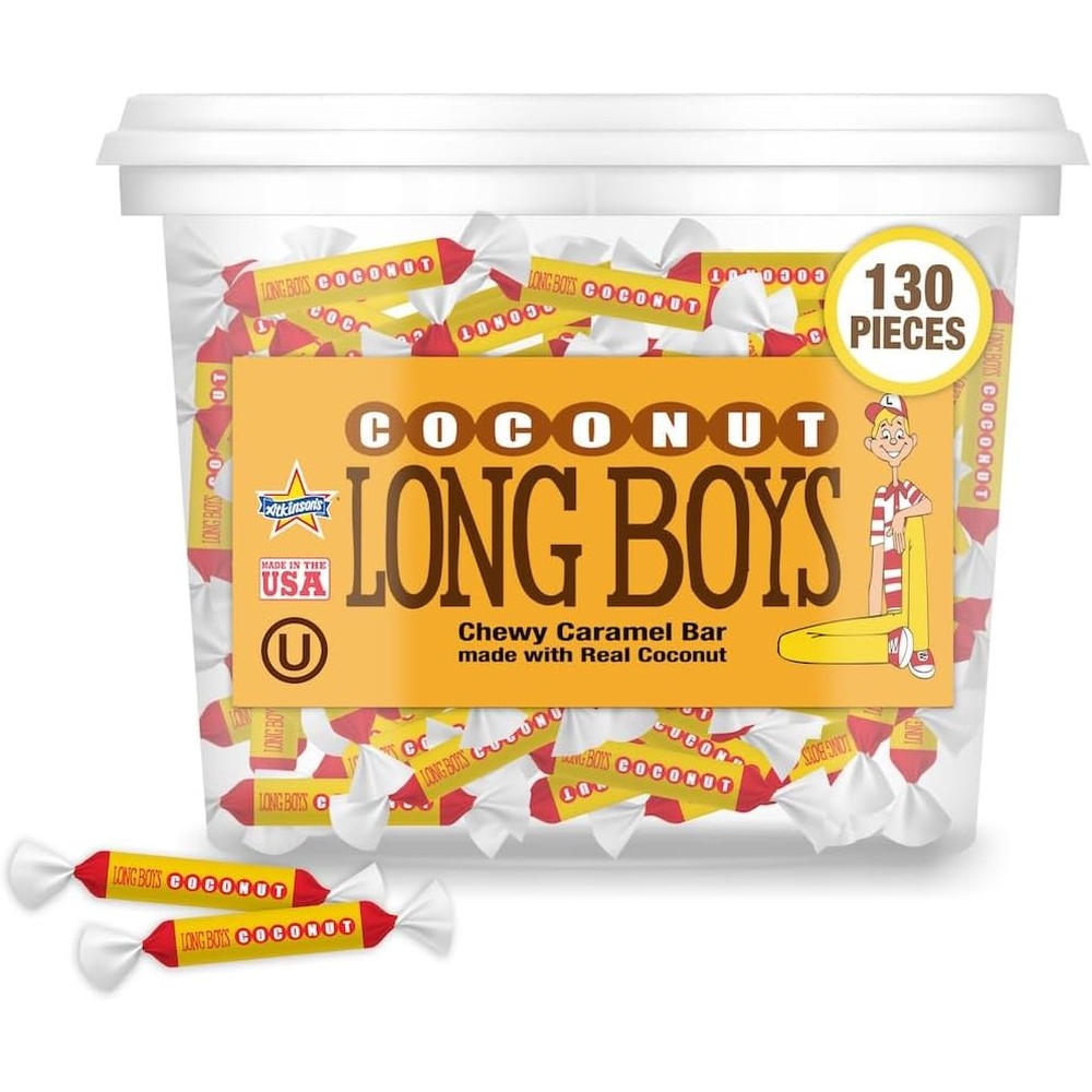 Atkinson's Long Boys Coconut Creamy Caramel Chewy Candy Bites 48 Count