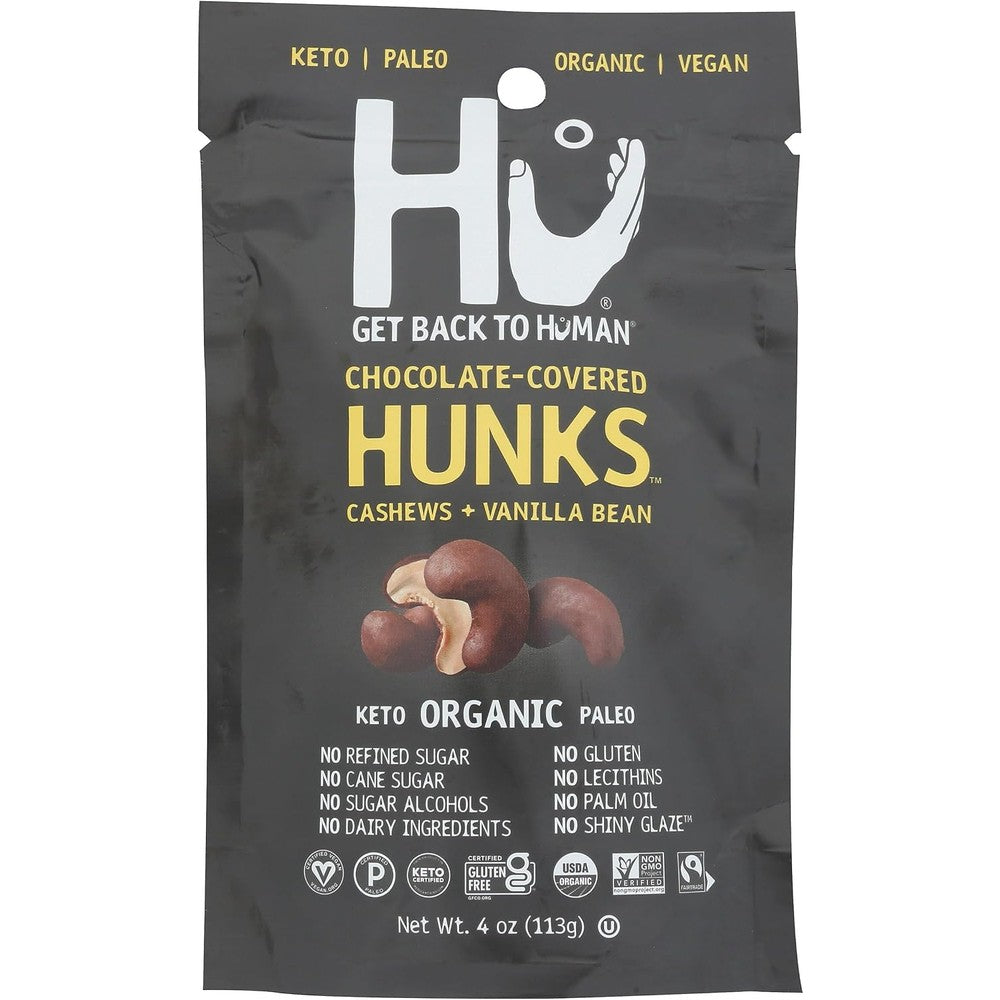 Hu Kitchen Organic Chocolate Covered Cashews Vanilla Bean Hunks 4 Ounce