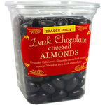 Trader Joe's Dark Chocolate Covered Almonds Crunchy California Almonds Drenched In Rich Dark Chocolate Gluten Free Sixteen Ounce Tub