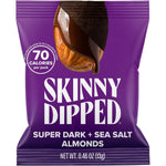 SkinnyDipped Super Dark Chocolate And Sea Salt Roasted Almonds Plant Protein Gluten Free Vegan Healthy Snack Mini Bags Pack Of 24 0.46 Ounce Each