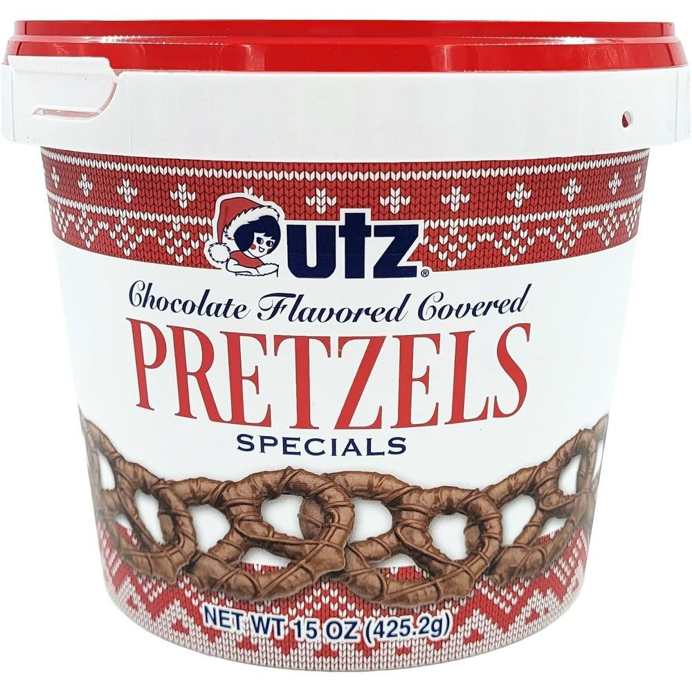 Utz Chocolate Flavored Covered Pretzel Specials Crunchy Sourdough Snacks In Resealable 15 Ounce Tub Authentic USA Imported