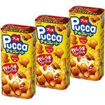 Meiji Pucca Chocolate Filled Crunchy Pretzel Snacks Three Pack Four Point One Three Ounces Per Pack With Maiko Sticker