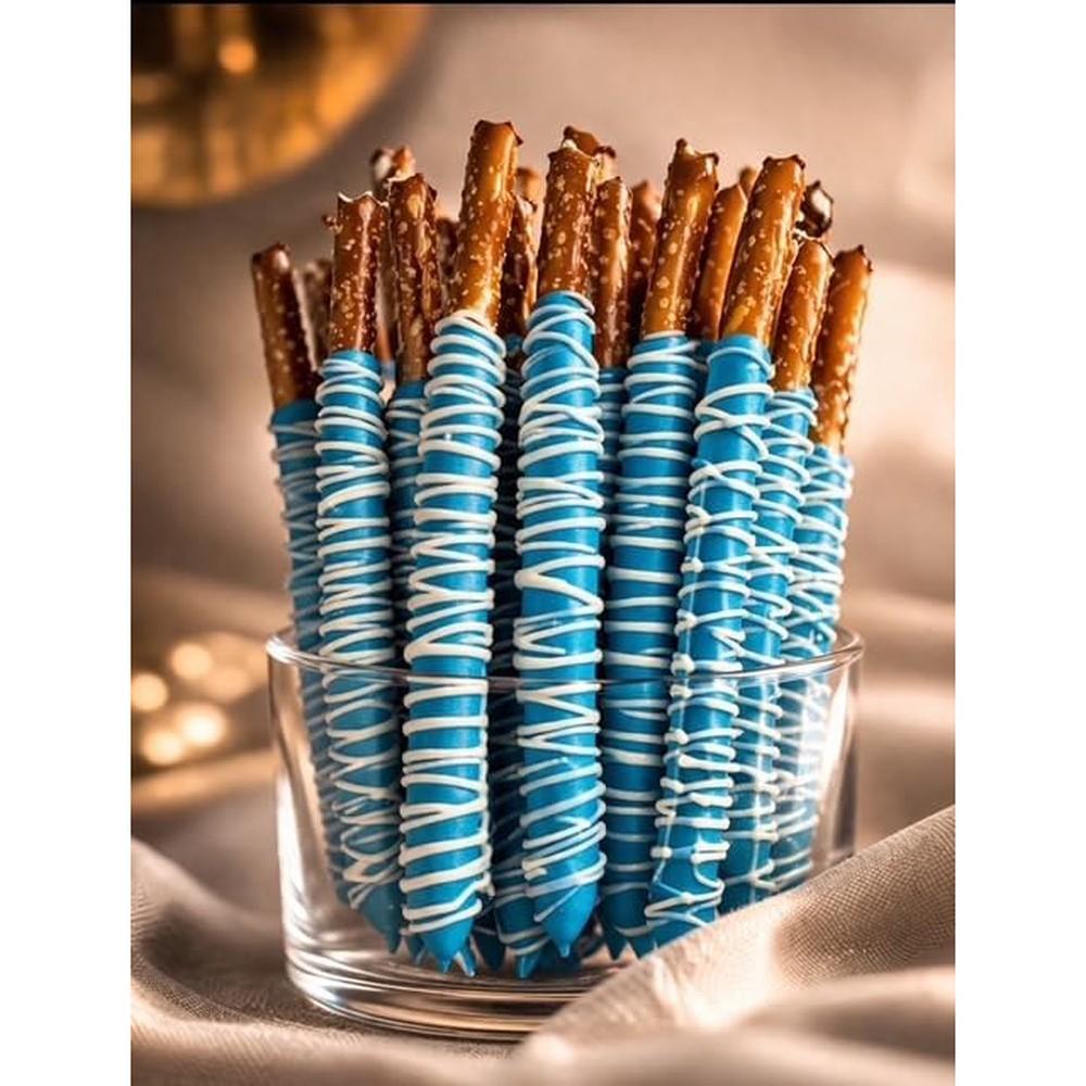 Ronita's Bakery Sweet Baby Blue Chocolate Covered Pretzel Rods 12 Count For Party Favors