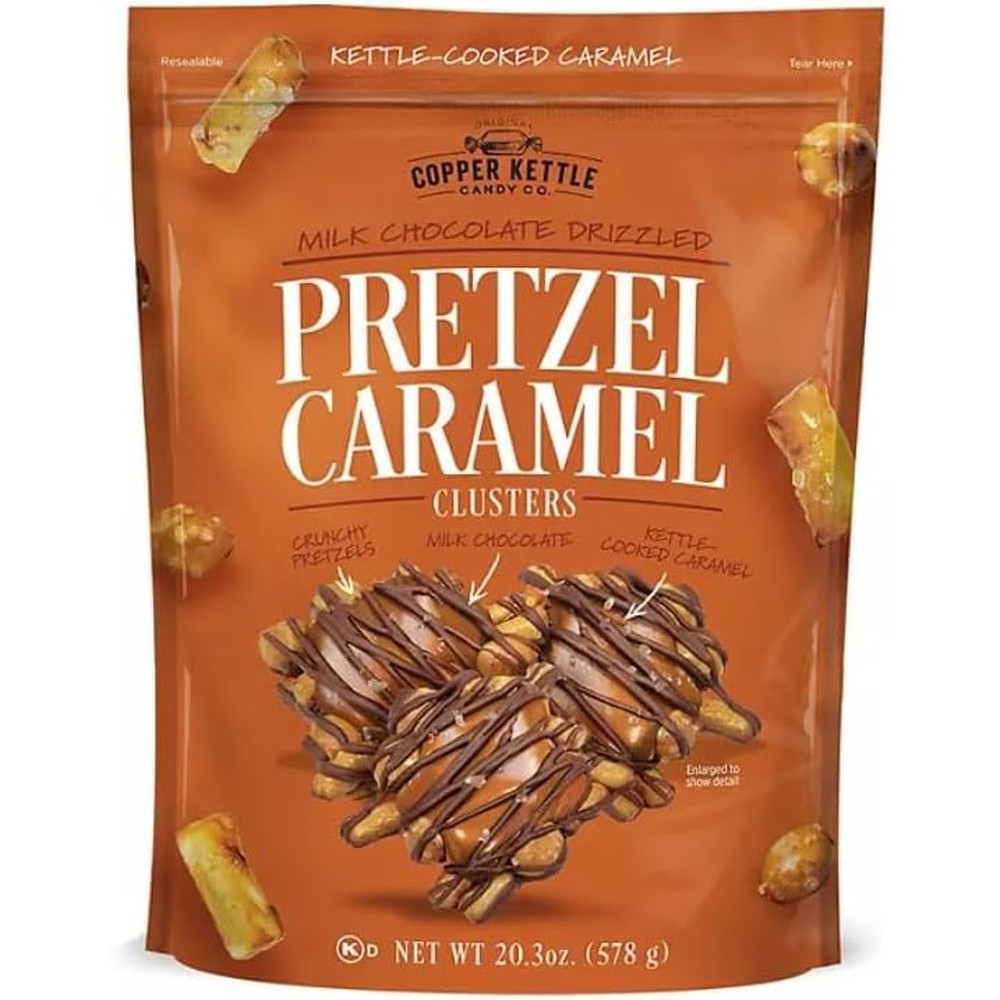 Copper Kettle Candy Co. Milk Chocolate Drizzled Pretzel Caramel Clusters, 20.3 Ounces, Pack Of 2