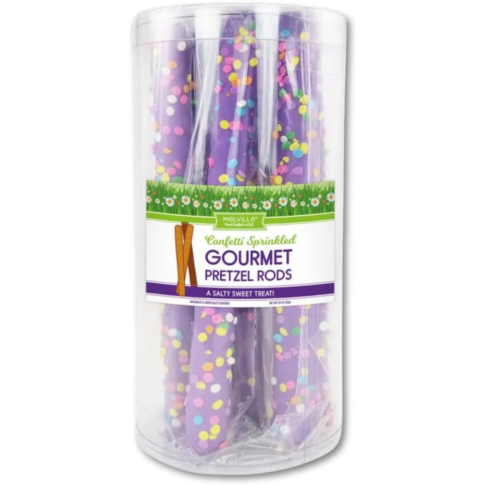 Lyza's Sweets And Treats chocolatey dipped pretzel rods front view
