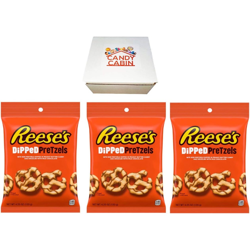 Reese's Chocolate Dipped Pretzel Box By Candy Cabin Peanut Butter And Milk Chocolate Covered Pretzels 3 Pack