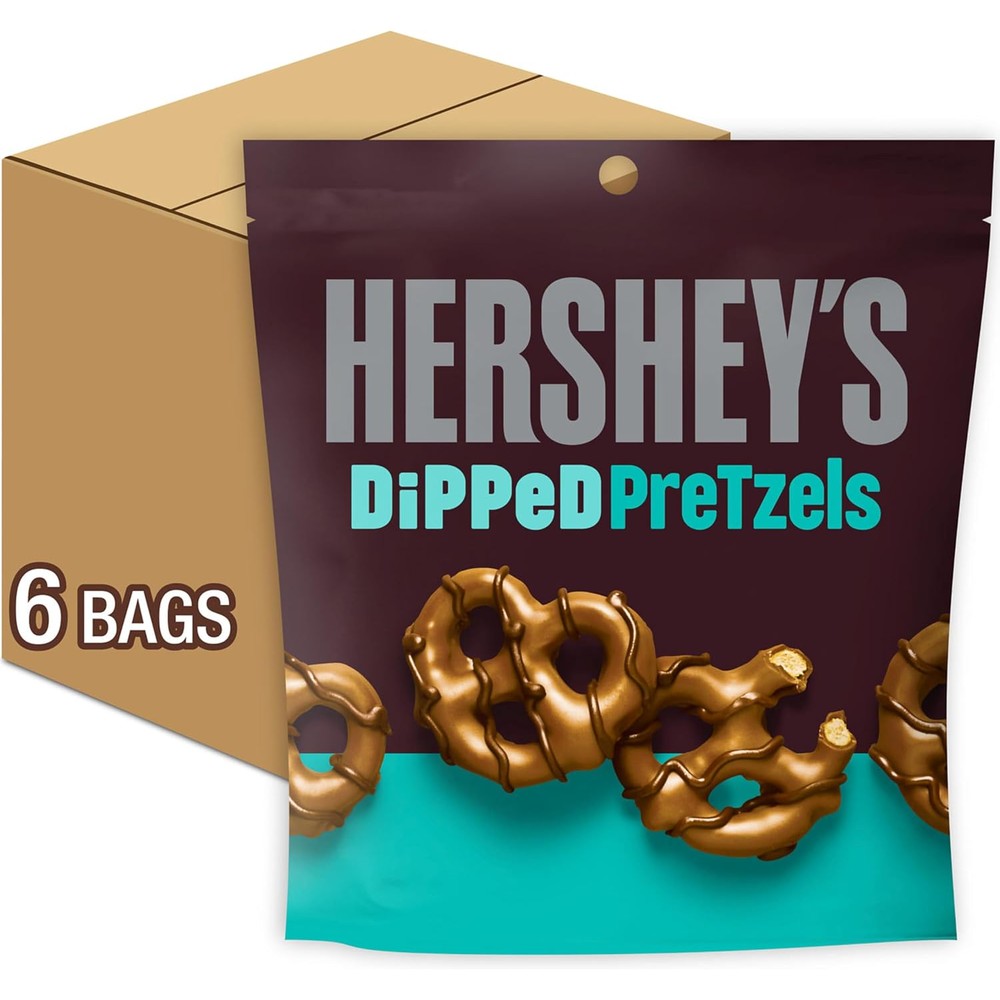 Hershey's Milk And Dark Chocolate Covered Dipped Pretzels, 8.5 Ounce Bag, 6 Count Bulk Pack