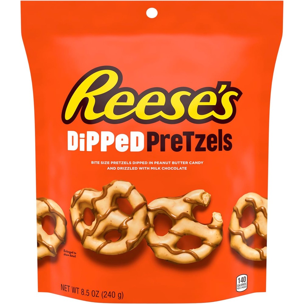 Reese's Milk Chocolate Peanut Butter Candy Dipped Pretzels 8.5 Ounce Bag 6 Count Bulk Pack