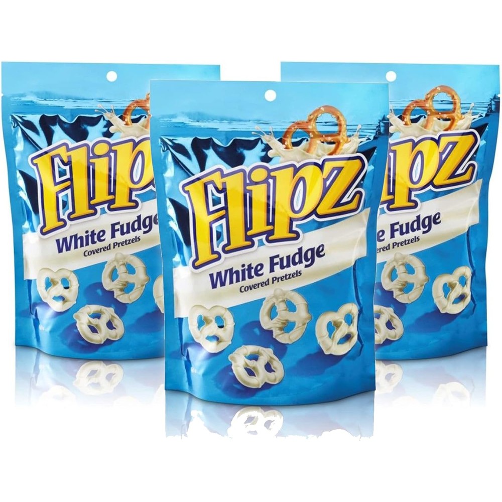 Flipz White Fudge Covered Pretzels Crunchy Salty Sweet Snack 3.25 Ounce Pack Of 3 Bags