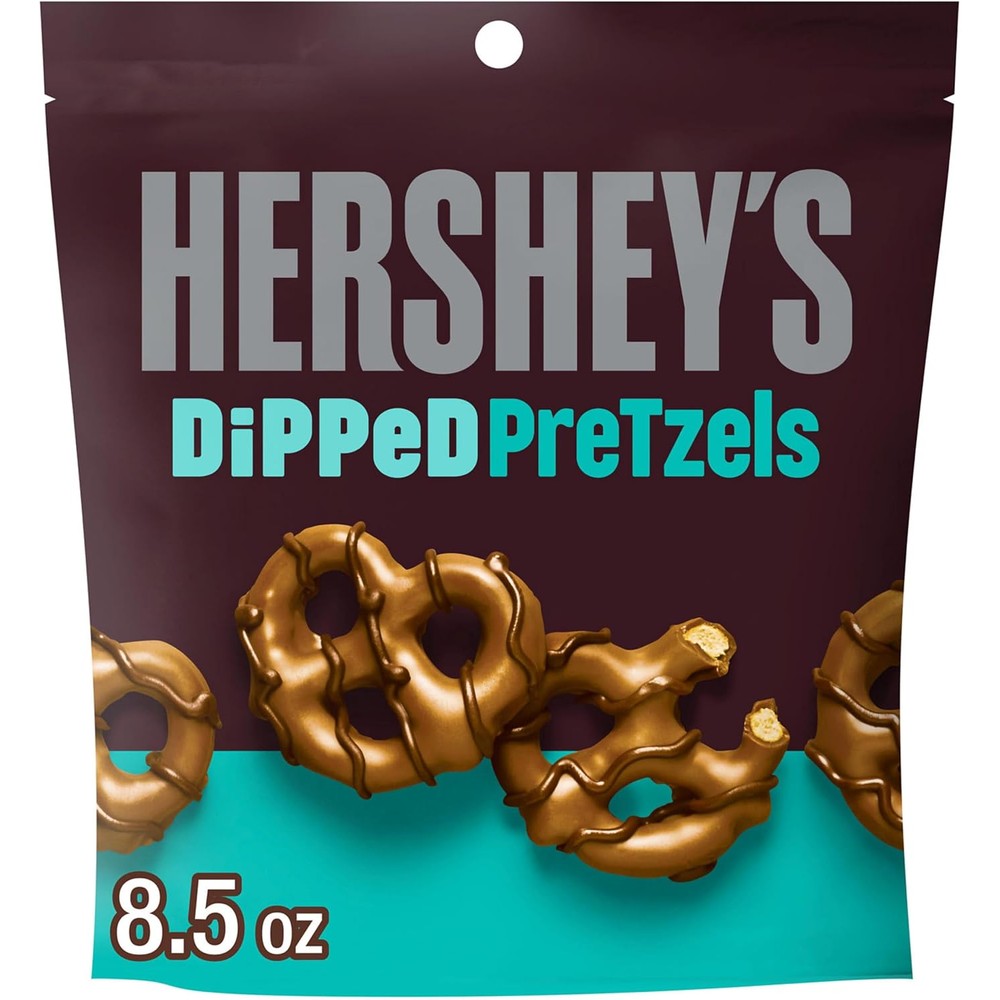 Hershey's Milk And Dark Chocolate Covered Dipped Pretzels Imported USA Snack 240 Grams