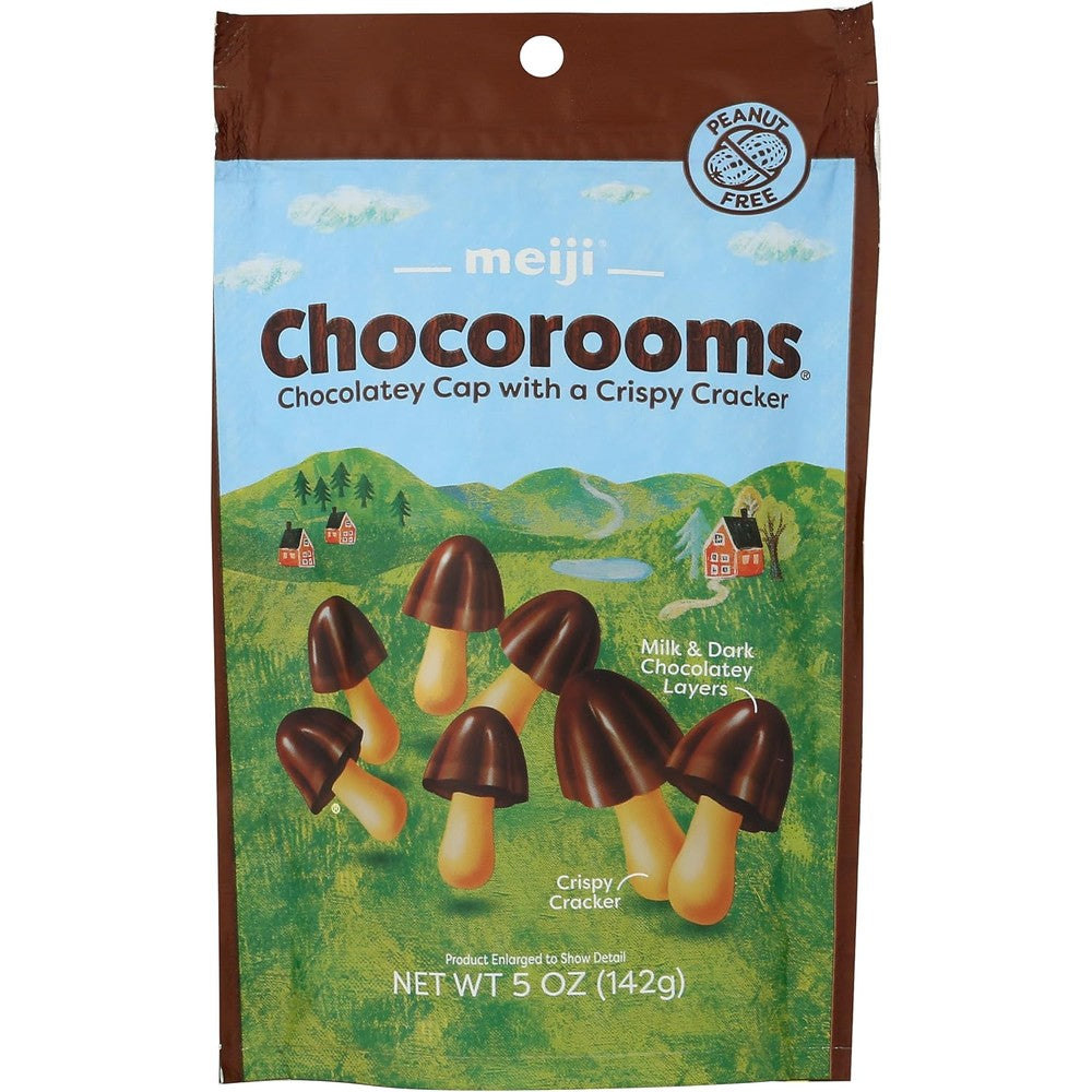 Meiji Chocorooms Crispy Cracker With Milk And Dark Chocolate Cap 5 Ounces Authentic USA Import