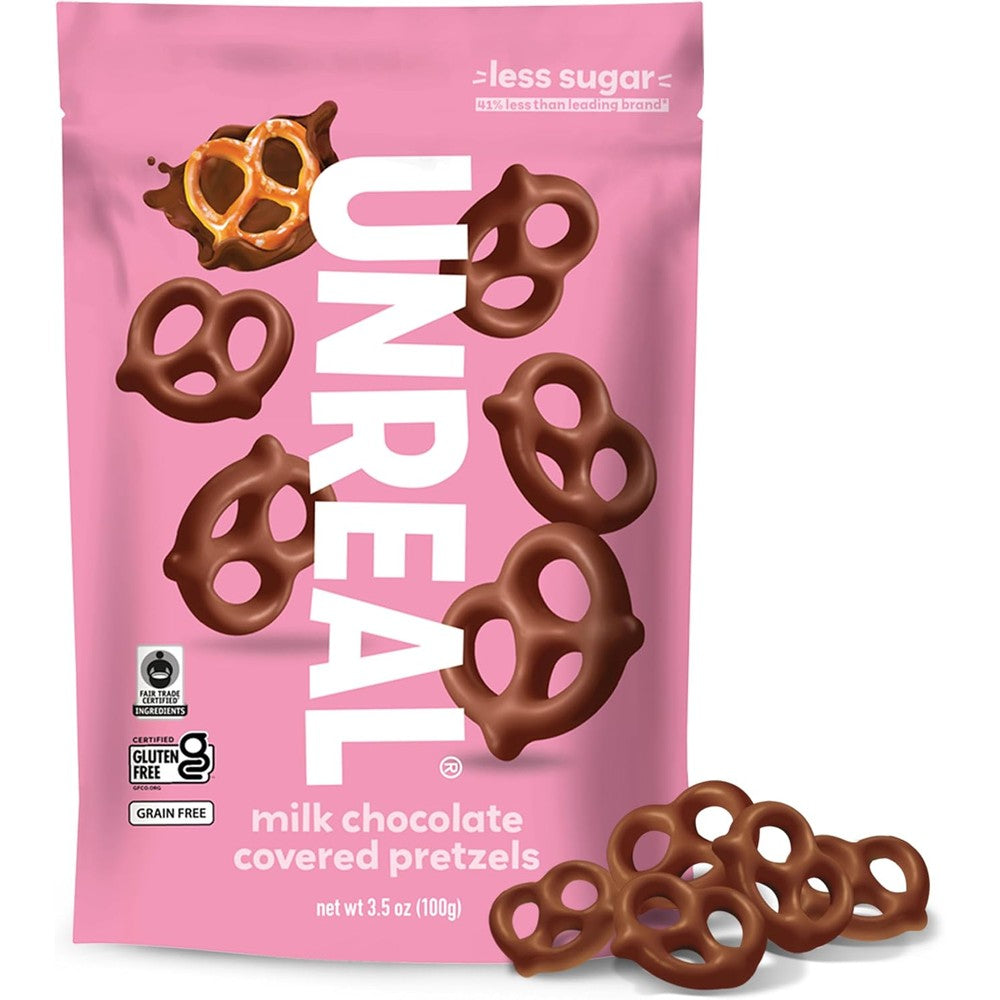Unreal Milk Chocolate Covered Pretzels Gluten Free Snacks 3.5 Ounce Bag