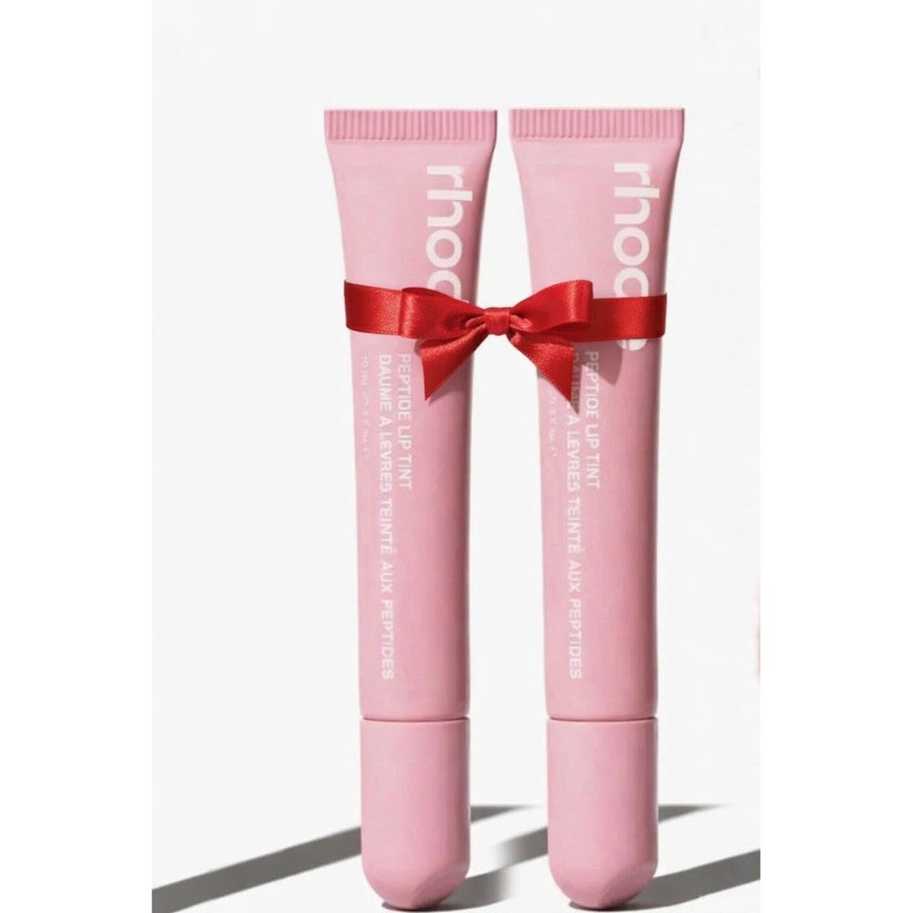 Rhode Peptide Lip Tint In Ribbon Sheer Pink Pack Of Two Restorative Nourishing High Shine Lip Gloss Treatment Ten Milliliter