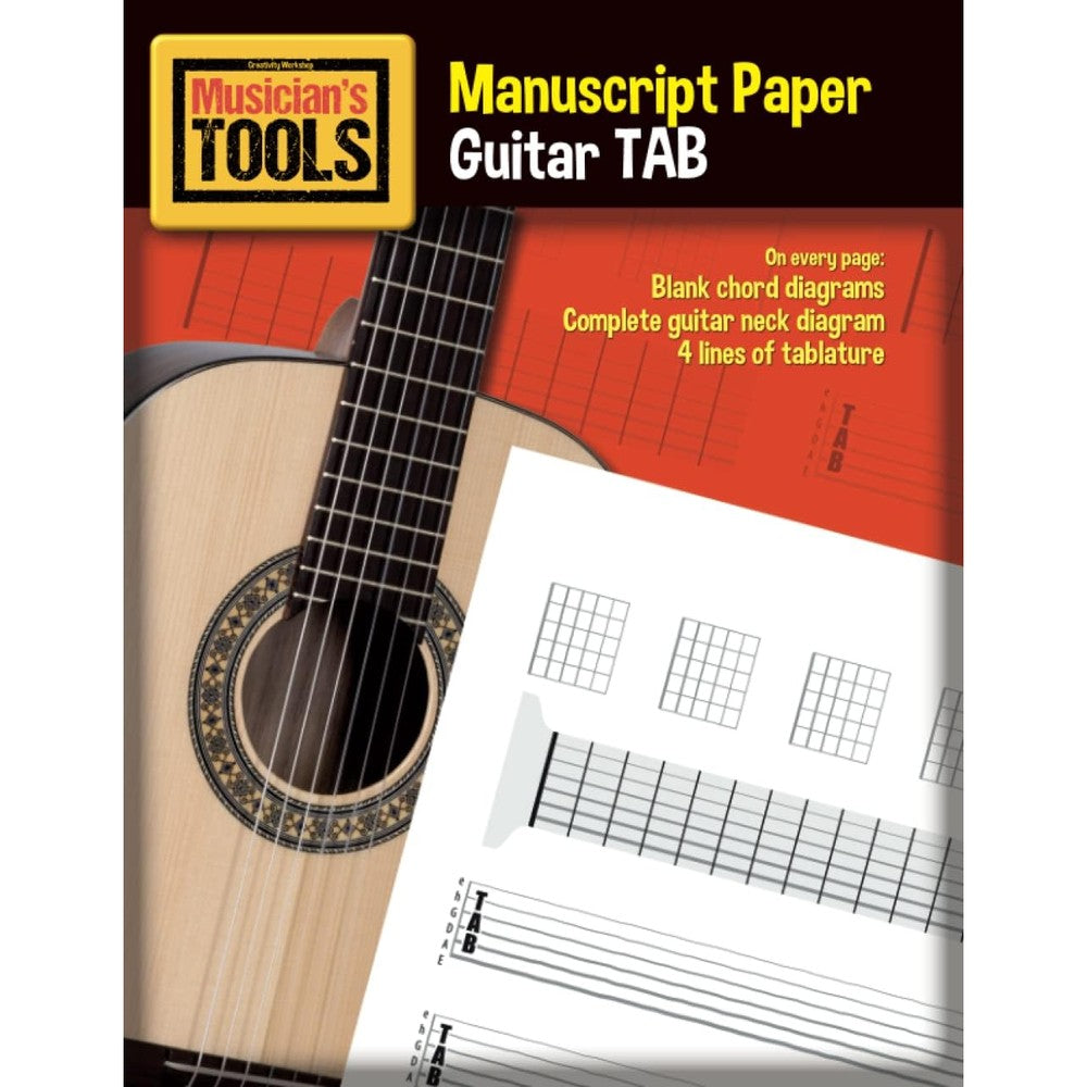 MUSICIANâ€™s TOOLS - Manuscript Paper â€“ Guitar TAB: Blank chord diagrams + Complete guitar neck diagram + 4 lines of tablature + Bonus contents (Basic ... Strumming and picking patterns and more)