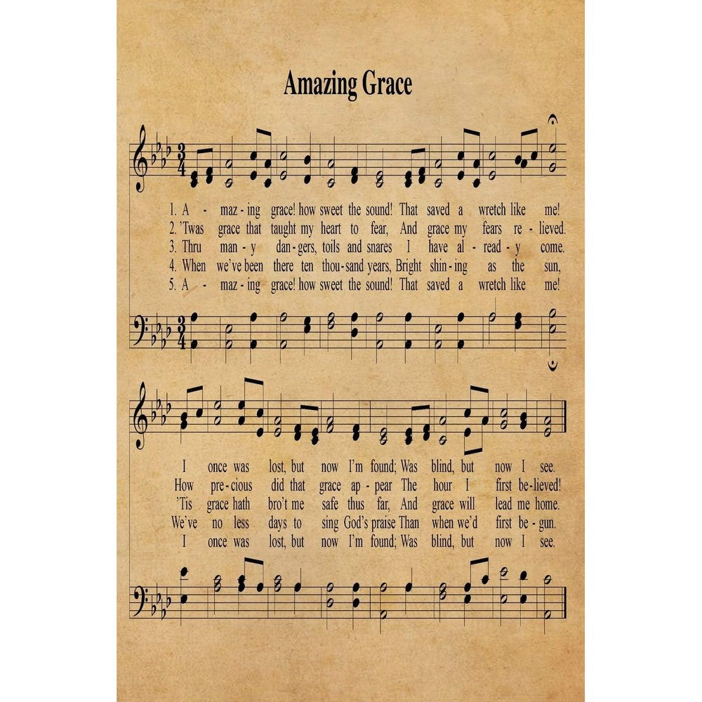 Amazing Grace Hymn Journal: 6x9 Hymnal Sheet Music Notebook With 120 Blank Lined Pages, Christian Song Lyric Gift Book, Gift For Elderly To Write In, Rustic Inspirational Diary