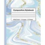 Composition Notebook: Pretty Gold Purple Turquoise Liquid Marble, Wide Ruled Paper Notebook Journal, Blank Wide Lined Workbook for Girls Boys Kids Teens Students , 7.5 x 9.25 inch