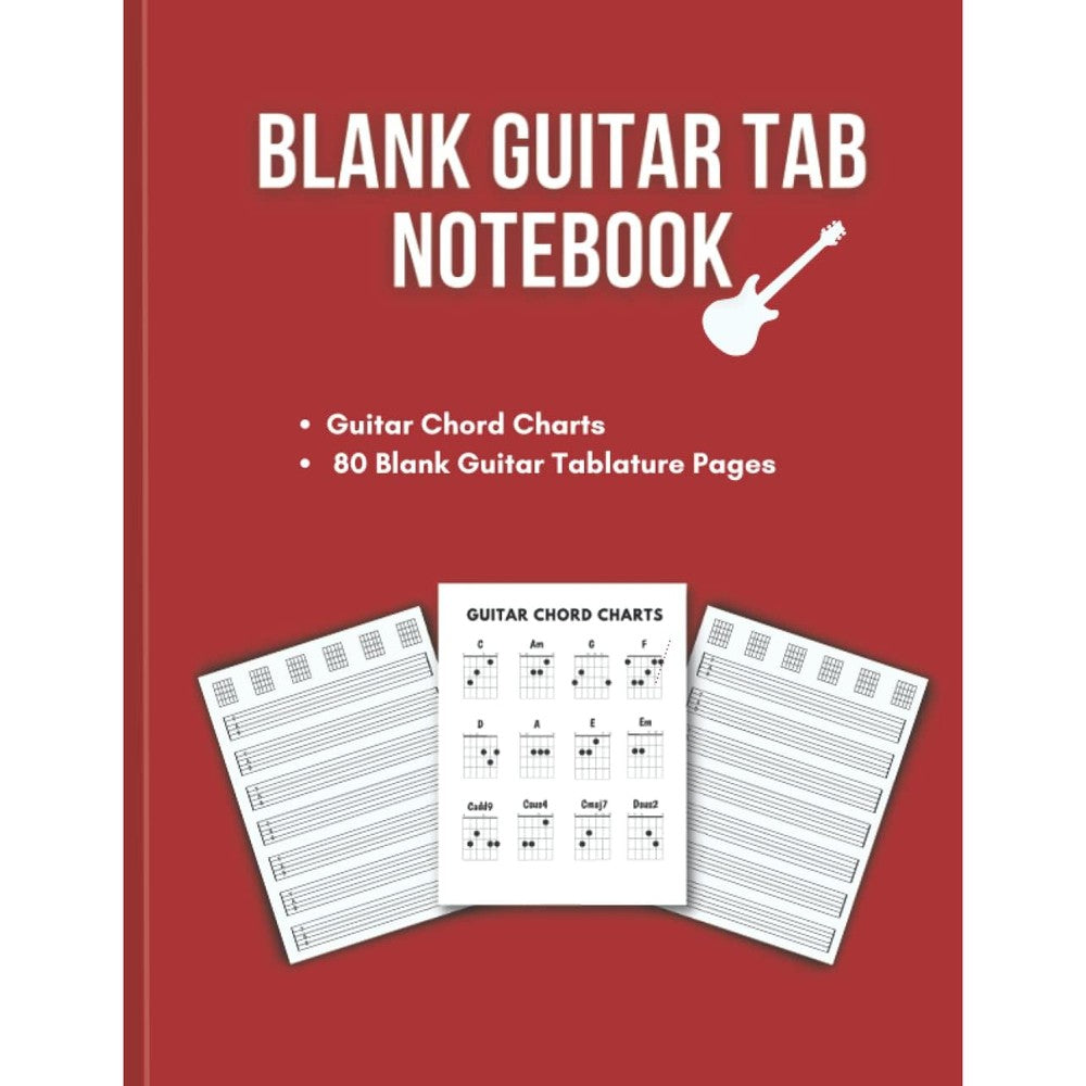 Blank Guitar Tab Notebook: Music Paper Sheet for Guitar with Blank Chord Diagrmas and Guitar Chart Chords - 80 Pages - Large 8.5" x 11"