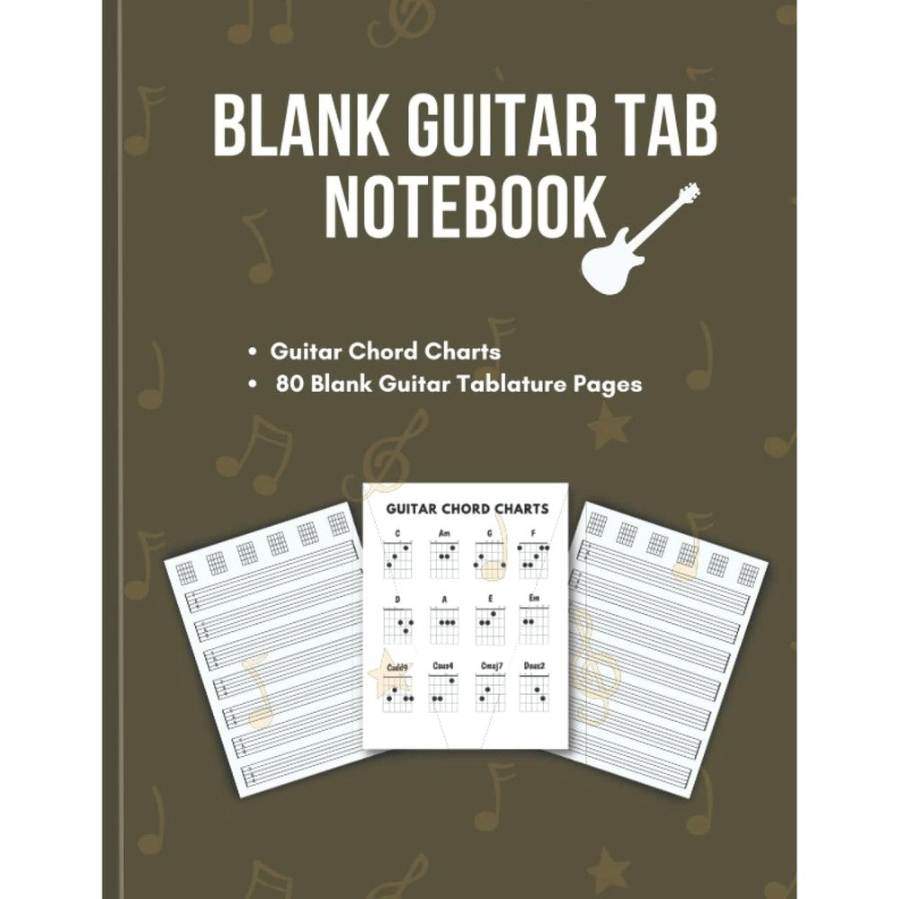 Blank Guitar Tab Notebook: Music Journal for Guitar with Chord Diagrams and Guitar Chart Chords, 80 Pages - Large: 8.5" x 11"