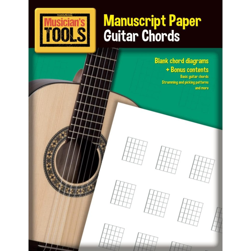 MUSICIANâ€™s TOOLS - Manuscript Paper â€“ Guitar Chords: 2000+ Blank chord diagrams + Bonus contents (Basic guitar chords, Strumming and picking patterns and more)