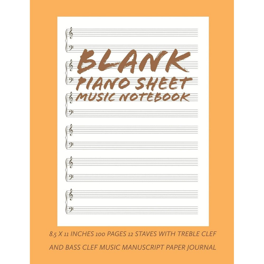 Blank Piano Sheet Music Notebook: 8.5 x 11 Inches 100 Pages 12 Staves with Treble Clef And Bass Clef Music Manuscript Paper Journal (Volume 5)