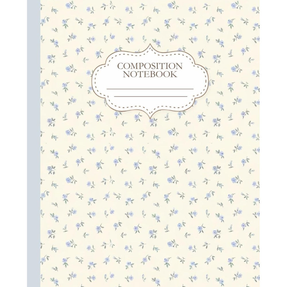 Blue Coquette Composition Notebook: Cute Flowers | College Ruled | 7.5 x 9.25" | 110 Pages