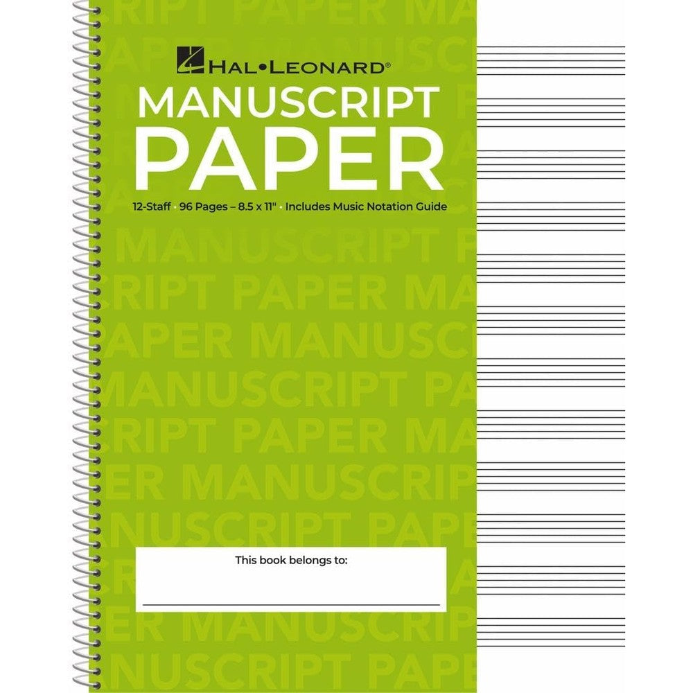 Manuscript Paper - Hal Leonard Standard Wirebound | 96-Page Music Writing Notebook with 12 Staves per Page | Spiral-Bound Staff Paper for Composers, Students, and Teachers | Includes Notation Guide