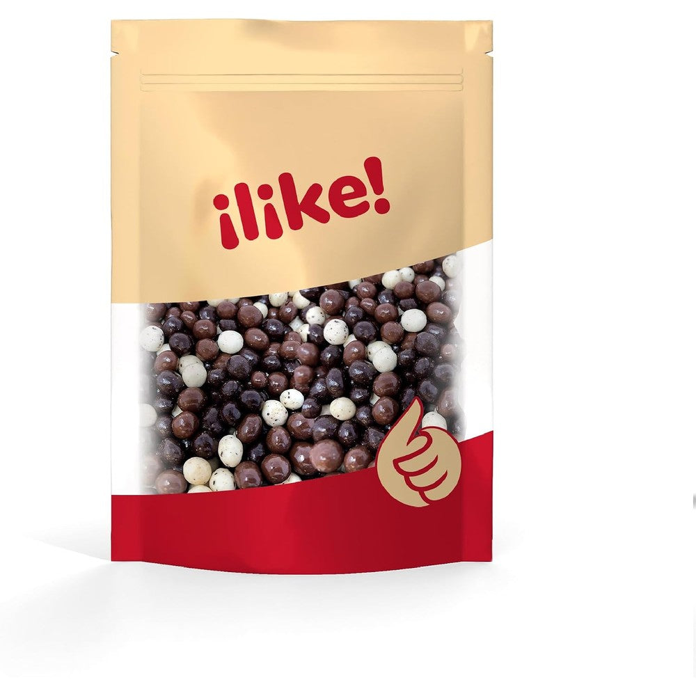 ILIKE! Chocolate Covered Espresso Coffee Beans Gourmet Candy Snack Tri-Colored Blend Premium Milk Dark And White Chocolate 2 Pound Bag