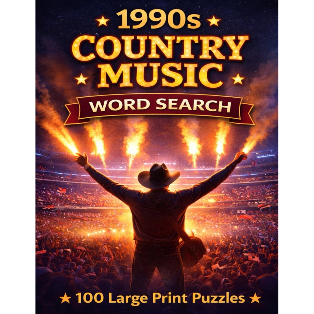 1990s Country Music Word Search: 100 Large Print Puzzles Featuring the Artists, Songs, and Stories That Defined a Decade (The Music Collection)
