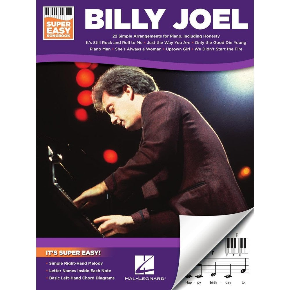 Billy Joel - Super Easy Piano Songbook for Beginners | Simplified Left- and Right-Handed Arrangements Sheet Music for Piano Players | 22 Pop Rock Favorites with Letter Notes and Chords
