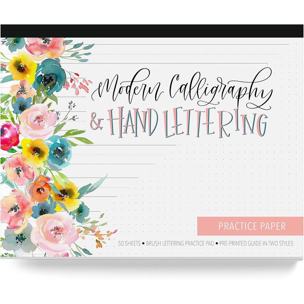 Calligraphy Paper, Hand Lettering and Modern Calligraphy Notepad: A Brush Lettering Practice Pad With 50 Removable Sheets and Pre Printed Guide in Two Styles