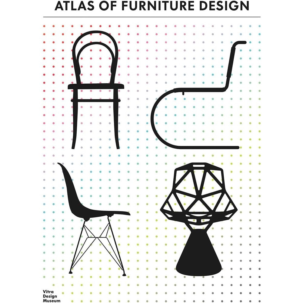 Vitra Design Museum Atlas of Furniture Design Hardcover book front view showing the modern minimalist cover art.