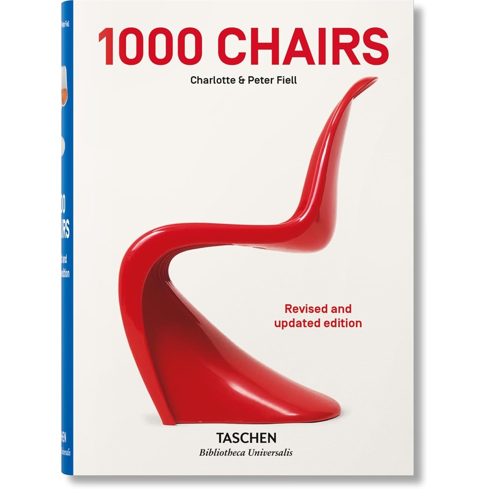 Taschen 1000 Chairs revised and updated edition hardcover book front view showcasing iconic furniture design reference guide.