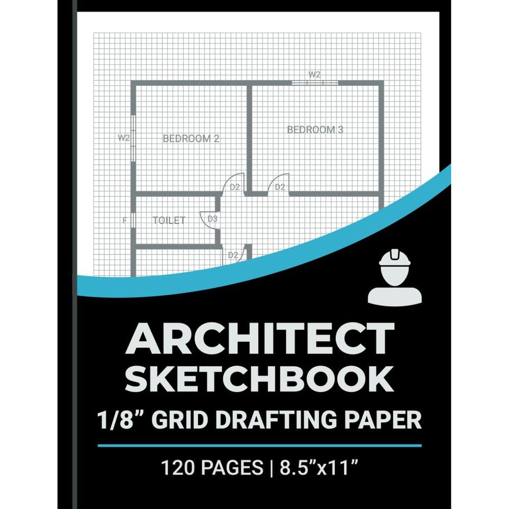 Architect Sketchbook: 1/8 Inch Grid Drafting Graph Paper Pad / 8.5"x11" / 120 Pages Notebook / For Design House and Building Plans