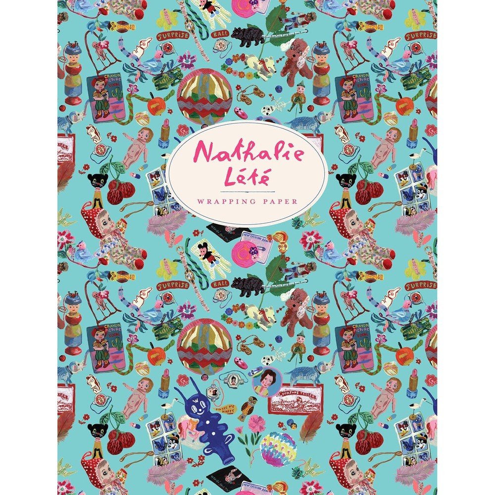 Nathalie Lete Wrapping Paper Book Artisan Whimsical Illustrations Twelve Detachable Perforated Sheets With Twelve Matching Gift Tag Stickers